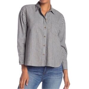 Madewell NWOT NWOT Grey and White Striped Westward  Flannel Size X-Small